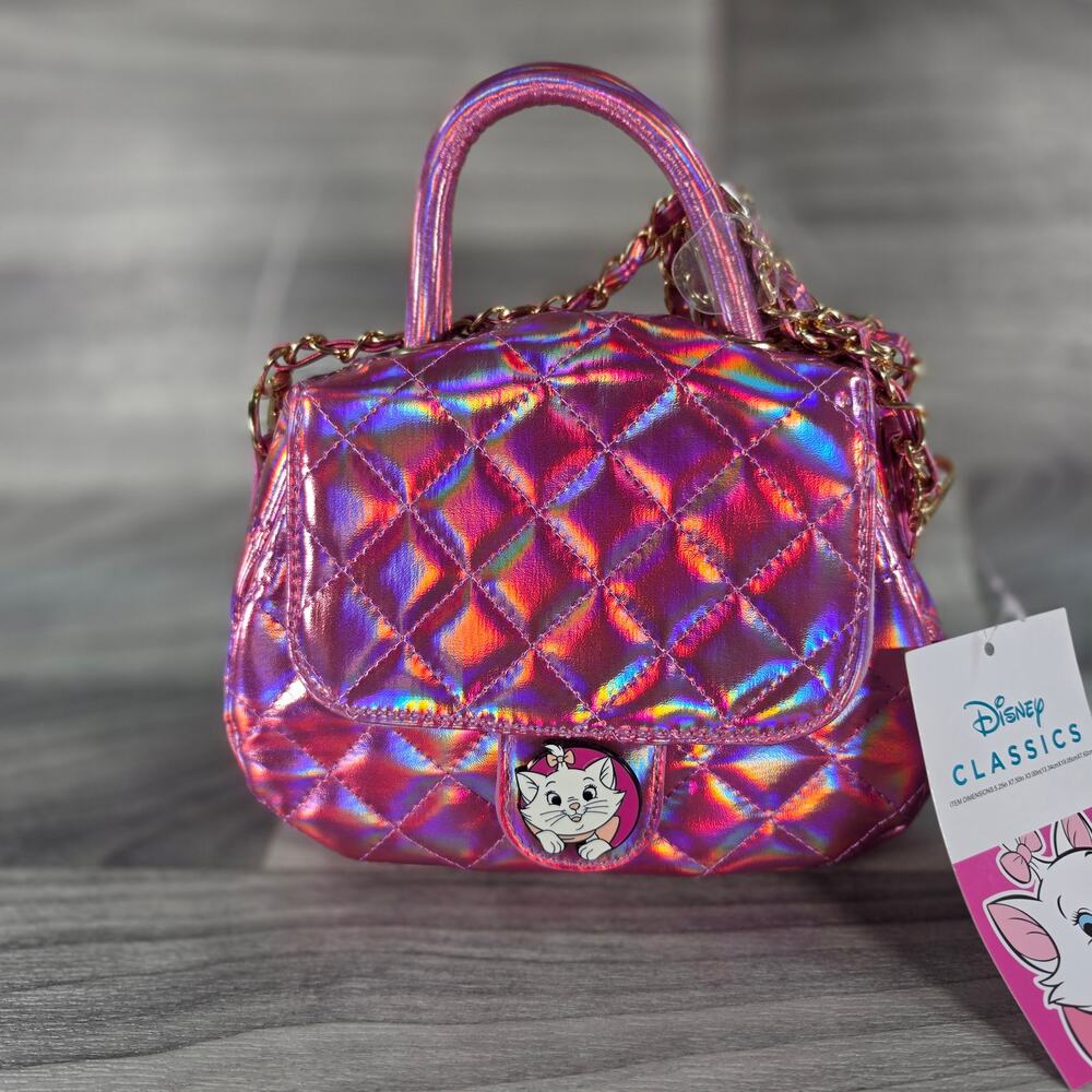 NWT Disney Aristocats Marie Holographic Iridescent Quilted Mini Bag Crossbody